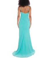 B Darlin Juniors' Ruched Cowlneck Gown