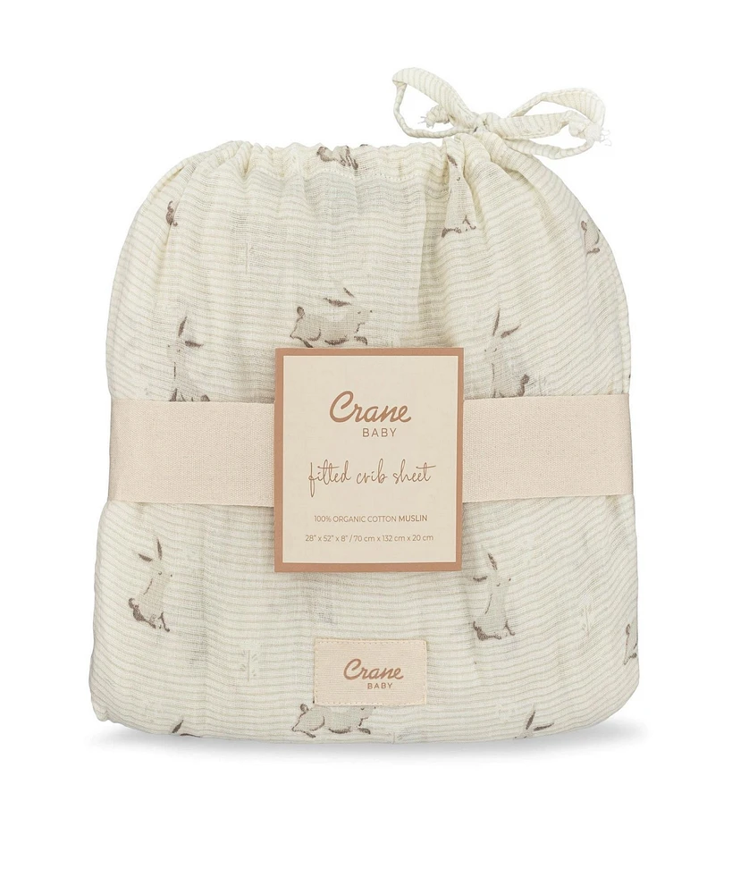 Crane Baby Cotton Bunny Fitted Crib Sheet