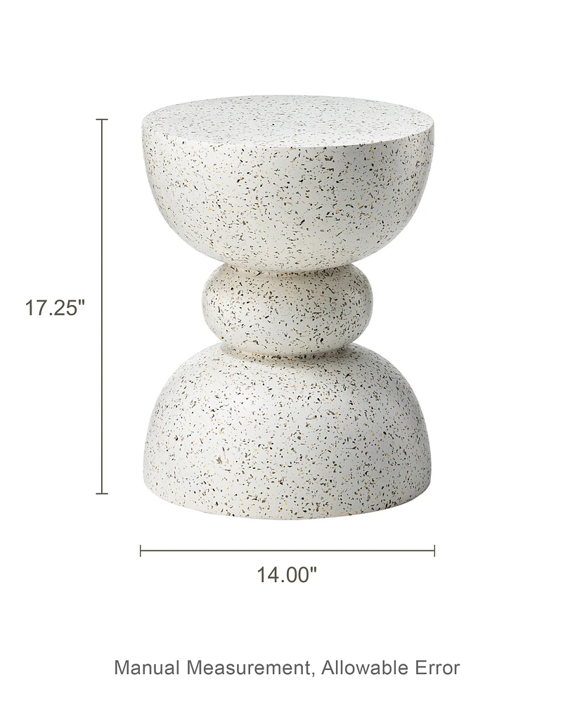 Glitzhome Multi-functional Faux Terrazzo Garden Stool or Plant Stand or Accent Table