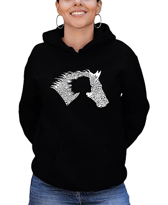 La Pop Art Women's Word Girl Horse Hooded Sweatshirt