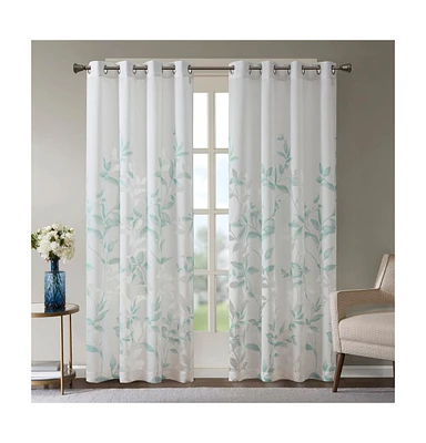 Cecily Burnout Printed sheer Window Curtain, inches long Single Curtain Panel, Width 50 curtains for Bedroom and Living Room