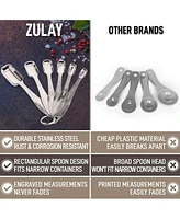 Zulay Kitchen Stainless Steel Measuring Spoons Set - Rectangular Metal Measuring Spoons with Slim Design for Narrow Spice Jars