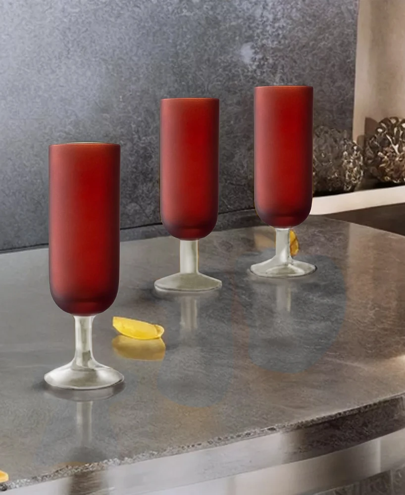 Jay Import Red and White Flute Glasses, Set of 4