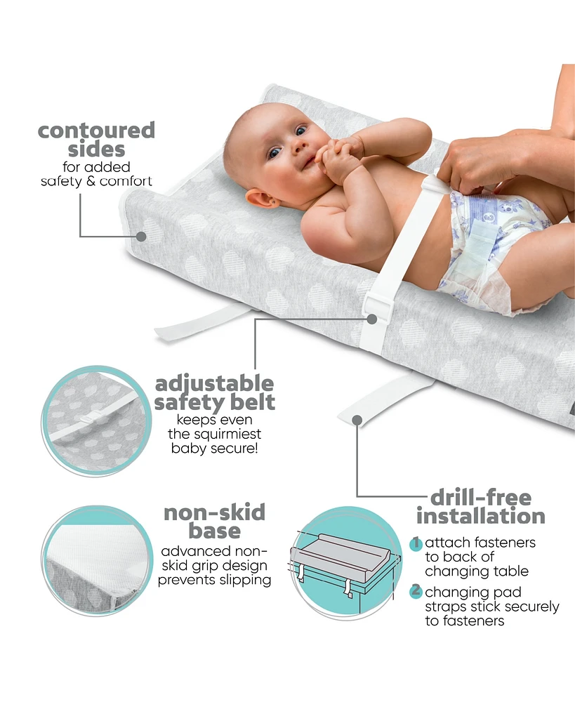 Jool Baby Soft Changing Pad + Washable Cover, Non-Slip - Fits Standard Changing Tables & Dressers (Gray)