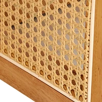 Elegant wooden coffee table with faux rattan accents