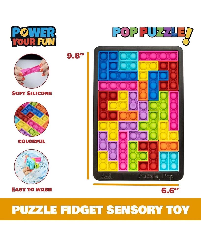 Power Your Fun Pop Puzzle Popper Fidget Game - Black