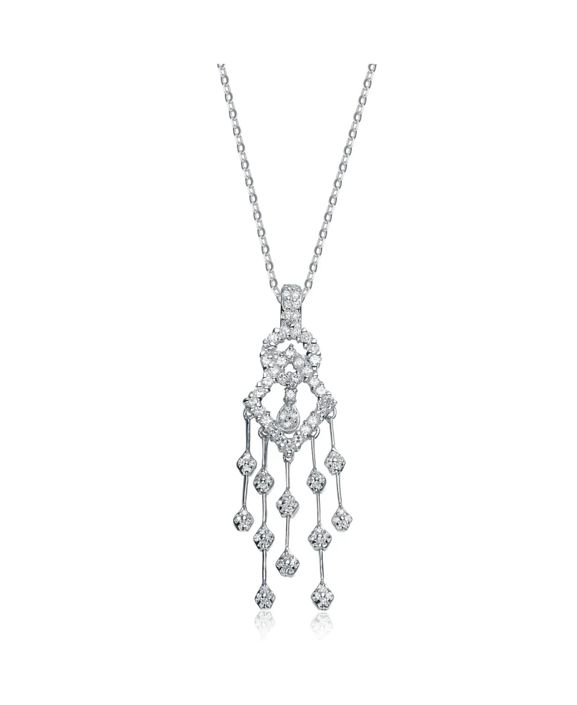 Sterling Silver White Gold Plated with Cubic Zirconia Dream Catcher Necklace