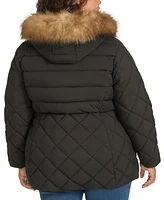Tommy Hilfiger Plus Size Faux-Fur-Trim Hooded Puffer Coat