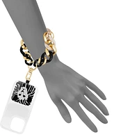 Anne Klein Women's Black and Ivory Acetate with Gold-Tone Alloy Metal Chain Link Wrist Strap designed for iPhone