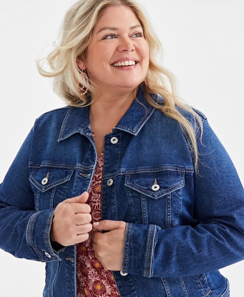 Style & Co Plus Classic Denim Jacket, Exclusively at Macy's