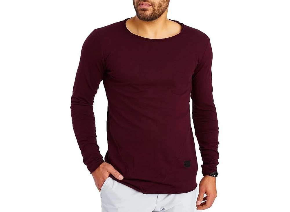Leif Nelson Men's Slim Fit CrewNeck Long T-Shirt | Classic Stylish Longsleeve Round Neck