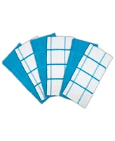Sloppy Chef Premier Kitchen Towels (Set of 6), 3 Solid Color Towels and 3 White Towels with Matching Pattern, 15x25 in., Soft Ringspun Cotton, Striped