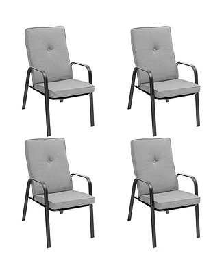 Sugift 4 Patio Dining Stackable Chairs Set with High-Back Cushions