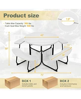 8-Person Outdoor Picnic Table and Bench Set with Umbrella Hole