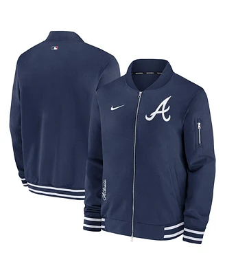 Nike Men's Navy Atlanta Braves Authentic Collection Full-Zip Bomber Jacket