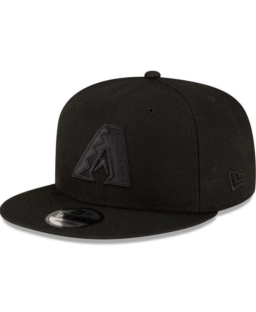New Era Men's Arizona Diamondbacks Black On Black 9fifty Snapback Adjustable Hat