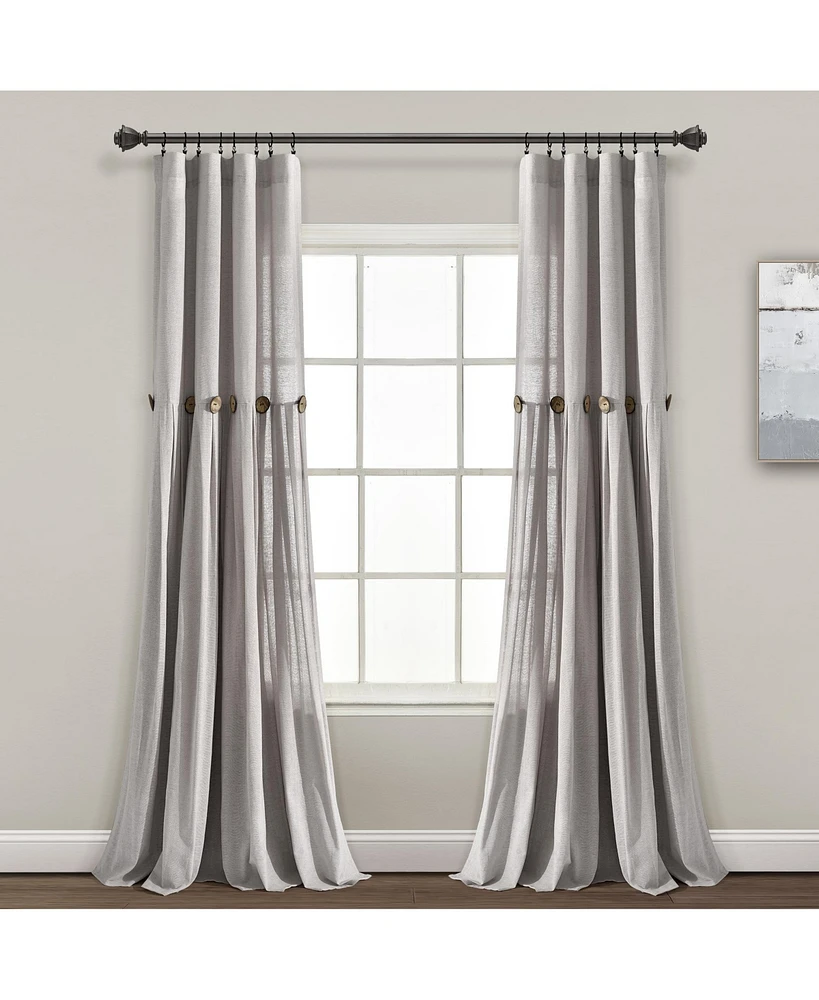 Lush Decor Linen Button Window Curtain Panels