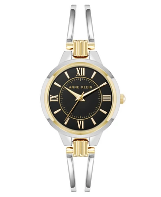Anne Klein Women's Quartz Two-Tone Alloy Open Bangle Watch, 29mm