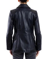 Anne Klein Women's Leather Button-Front Blazer Coat
