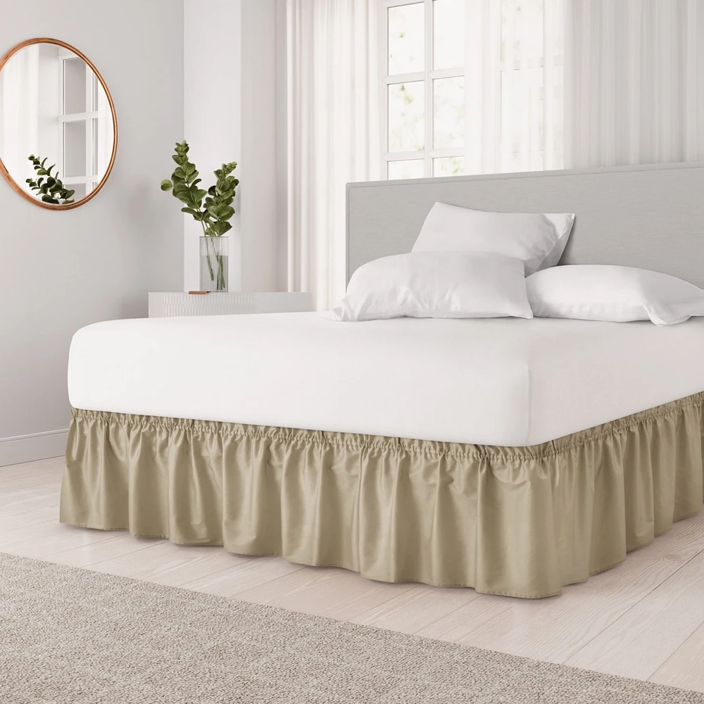 Cgk Unlimited Ruffled Elastic Wrap Around Bedskirt Inch Drop