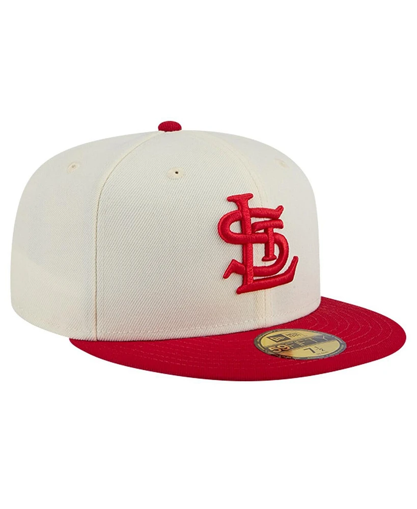 New Era Men's White St. Louis Cardinals Cooperstown Collection Chrome 59Fifty Fitted Hat