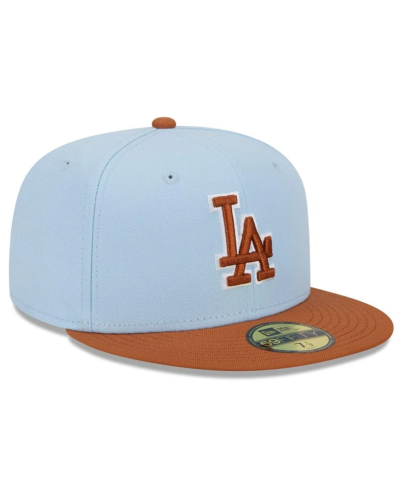 New Era Men's Light Blue/Brown Los Angeles Dodgers Spring Color Basic Two-Tone 59Fifty Fitted Hat