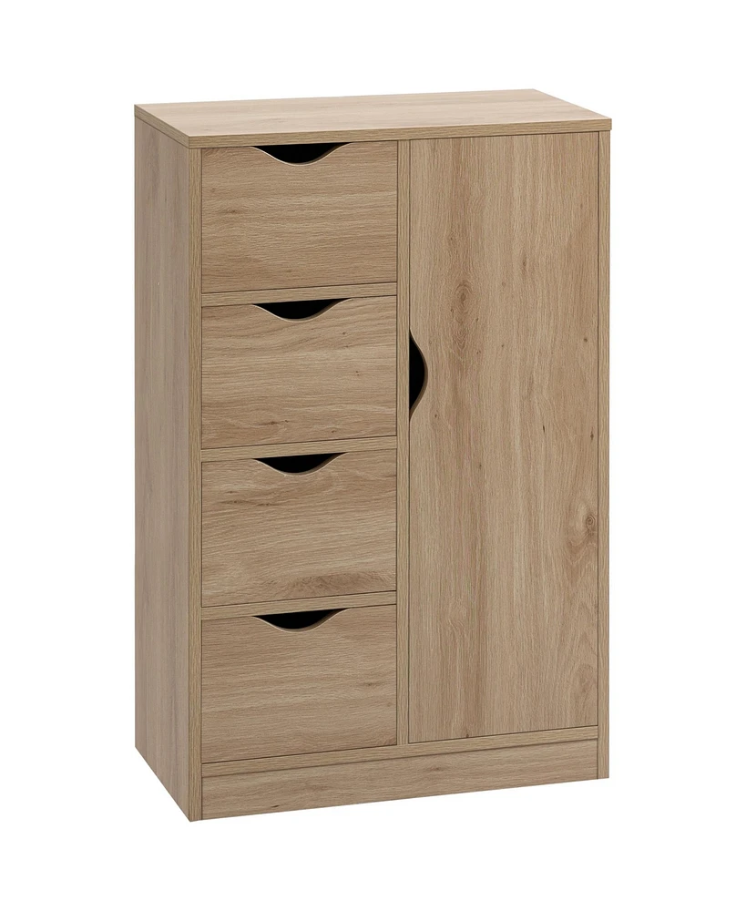 Homcom Wooden Storage Cabinet Organizer with 4 Drawers and 1 Shelf