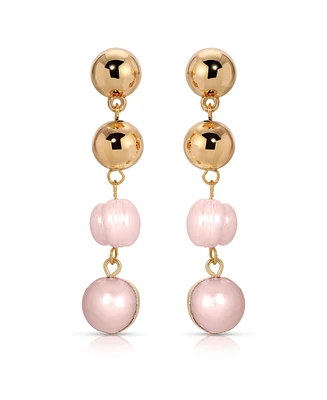 Ettika Pink Freshwater Pearl Gold Drop Earrings