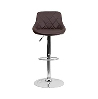 Bucket Seat Adjustable Height Barstool With Diamond Pattern Back