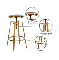 Serling Series Industrial Style Bar Stool With Height Adjustable Swivel Seat