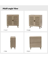 Accent Storage Rattan Cabinet Cupboard Console Table for Dining Room