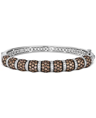 Le Vian Chocolate Diamond & Vanilla Diamond Pave Bangle Bracelet (7-1/20 ct. t.w.) in 14k White Gold