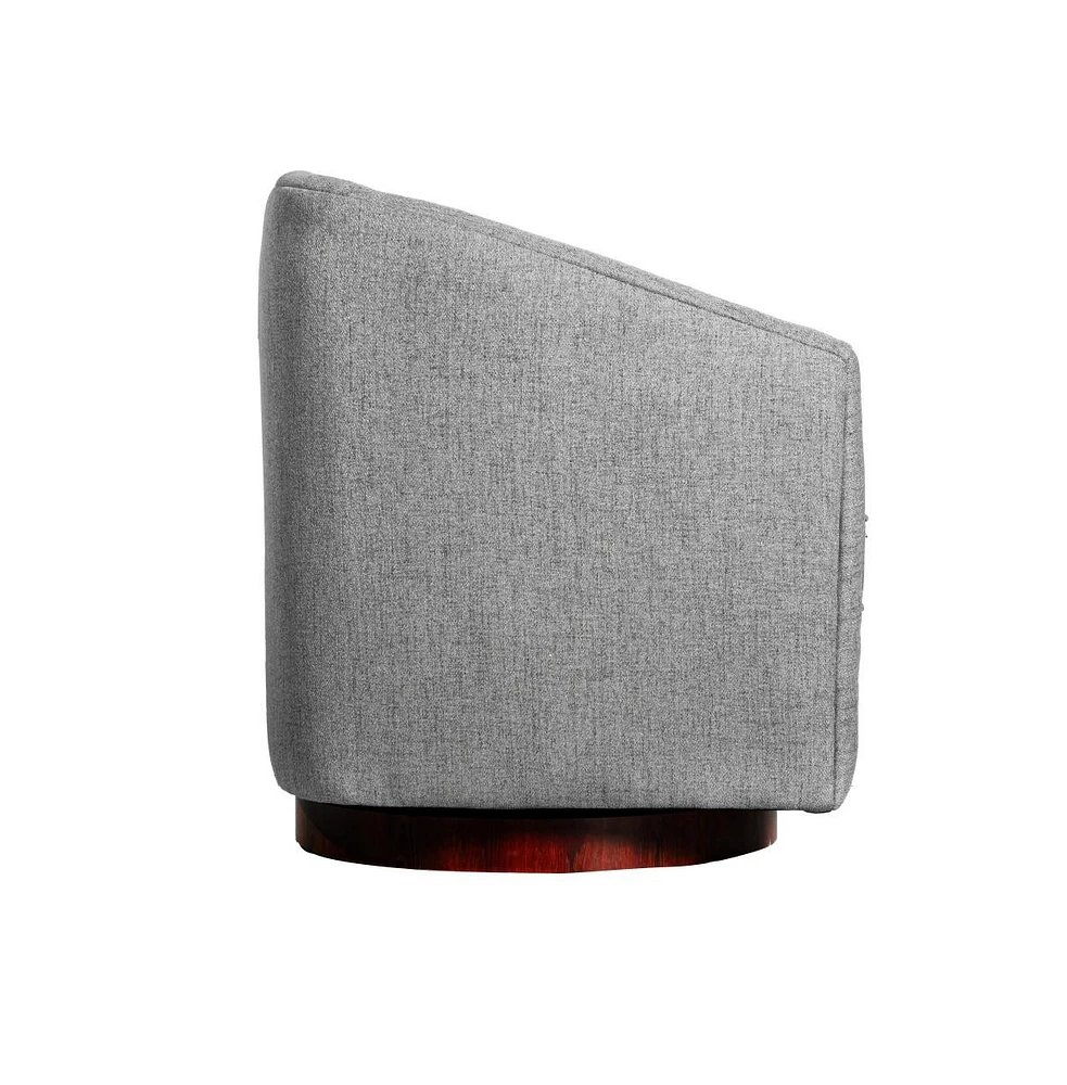 Wyn Upholstered Club Style Barrel Chair With Sloped Armrests And 360 Degree Swivel Base A Vinyl Wrap