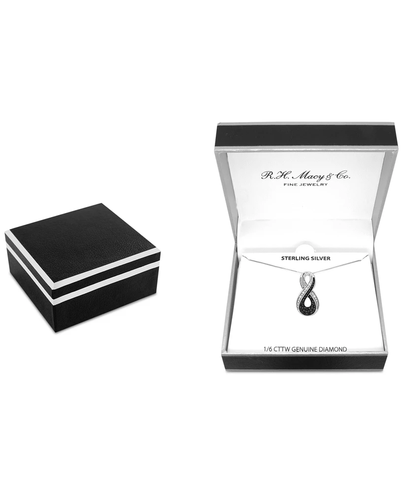 Black & White Diamond Infinity 18" Pendant Necklace (1/6 ct. t.w.) in Sterling Silver