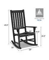 Gymax Wooden Rocking Chair Porch Rocker High Back Garden Seat