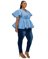 L I V D Plus Size Siobhan Neoprene Peplum Top
