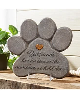 Evergreen 11" Paw Shaped Pet Memorial Garden Stone, Best Friends Live Forever