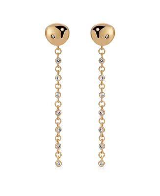 Ettika Polished Pebble Linear Crystal Chain Drop Earrings