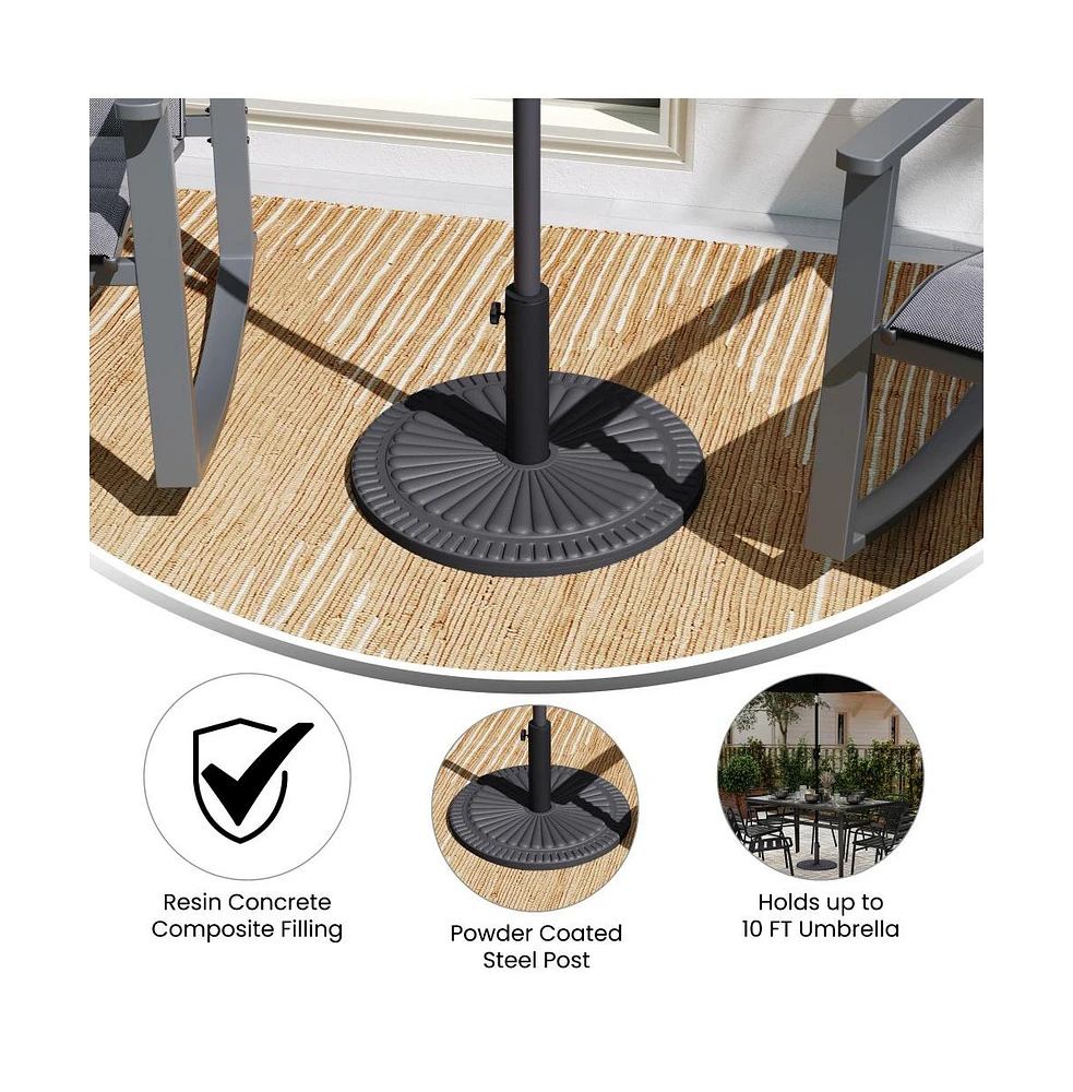 Keegan 19.25" Diameter Universal Sunburst Pattern Cement Patio Umbrella Base With Weatherproof Plastic Polymer Coating