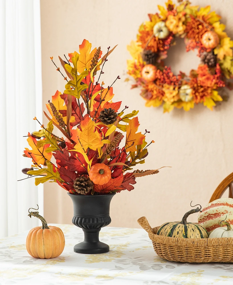 Glitzhome 24"H Fall Maple Leaf Urn Table Tree