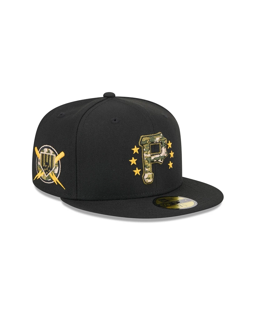 New Era Men's Black Pittsburgh Pirates 2024 Armed Forces Day On-Field 59FIFTY Fitted Hat