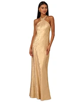 Adrianna Women's Folied-Chiffon Halter Gown