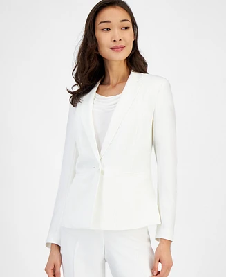 Kasper Women's Stretch Crepe One Button Blazer, Regular & Petite