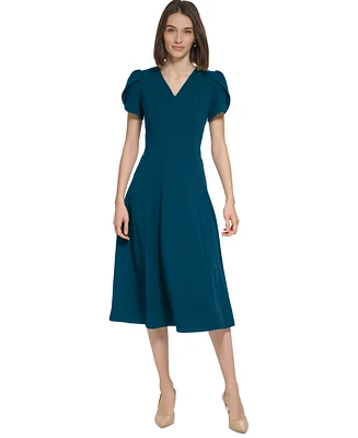Calvin Klein Women's V-neck Tulip-sleeve Dress