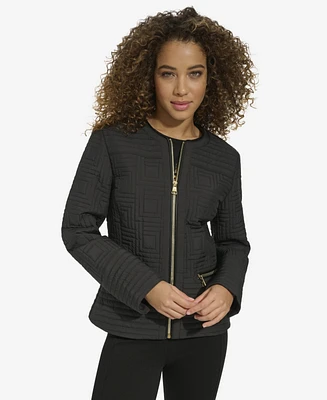Karl Lagerfeld Paris Women's Collarless Quilted Jacket