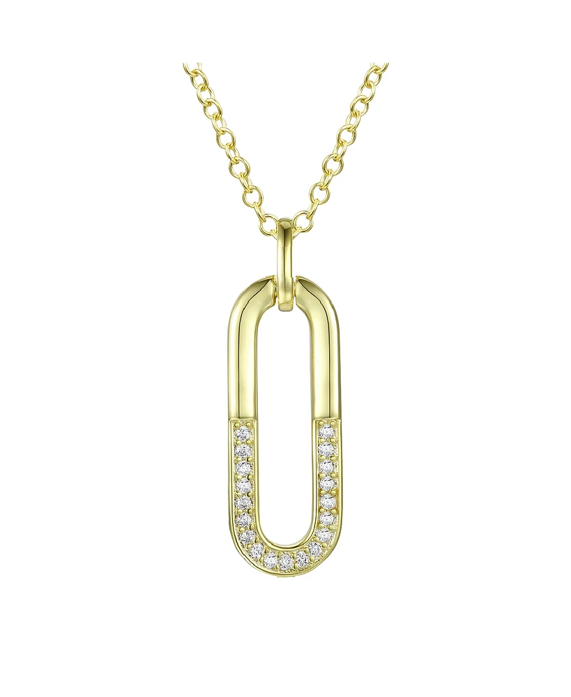14K Gold Plated Cubic Zirconia hollow Geometrical Pendant Necklace