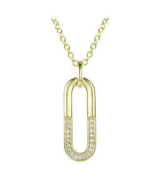 14K Gold Plated Cubic Zirconia hollow Geometrical Pendant Necklace