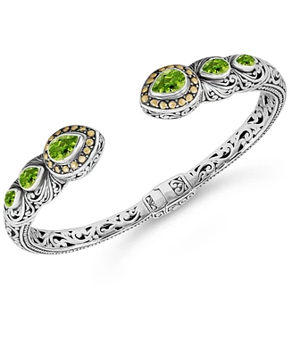 Devata Peridot & Bali Ubud Cuff Bracelet in Sterling Silver and 18K Gold