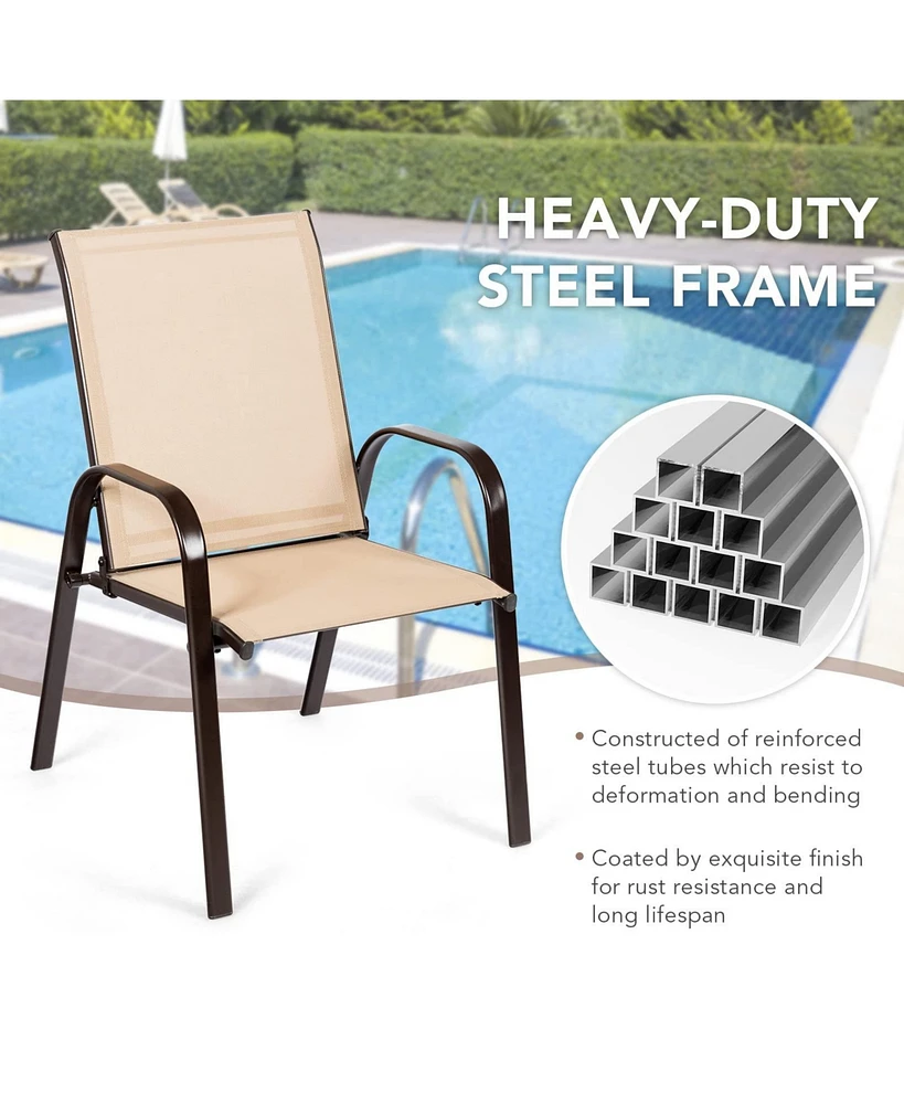 Sugift 2 Pieces Patio Outdoor Dining Chair with Armrest