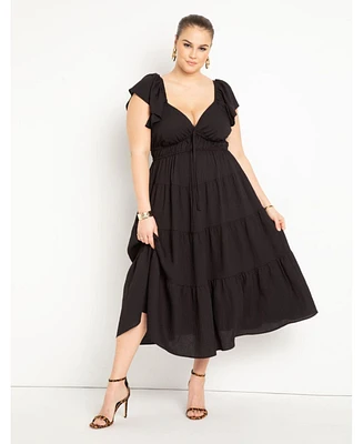 Eloquii Women's Ruffled Tiered Maxi Dress